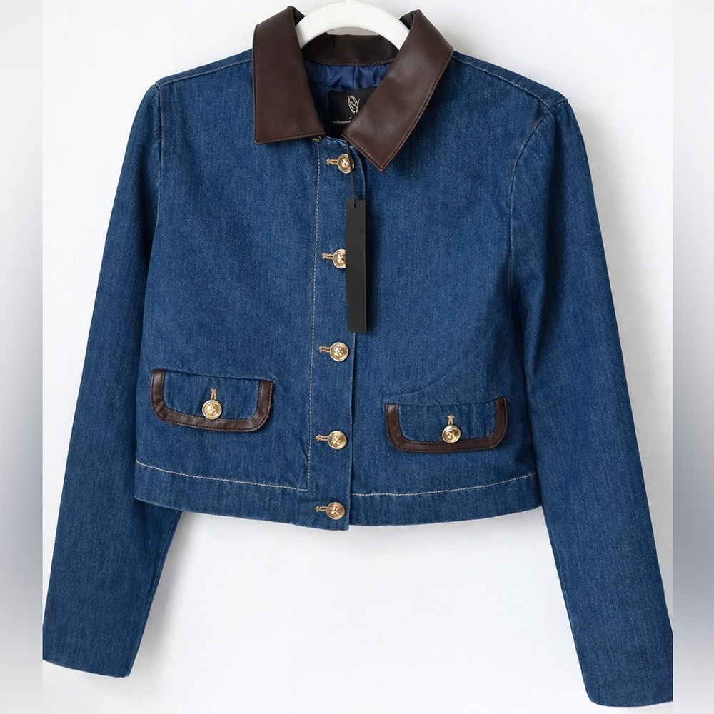 HOUSE OF HARLOW 1960
Collar Denim Jacket Denim Blue Size 6 - Picture 3 of 6